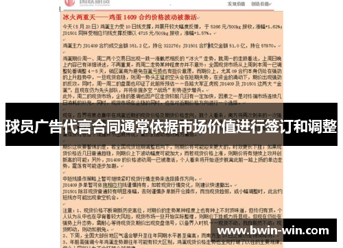 球员广告代言合同通常依据市场价值进行签订和调整